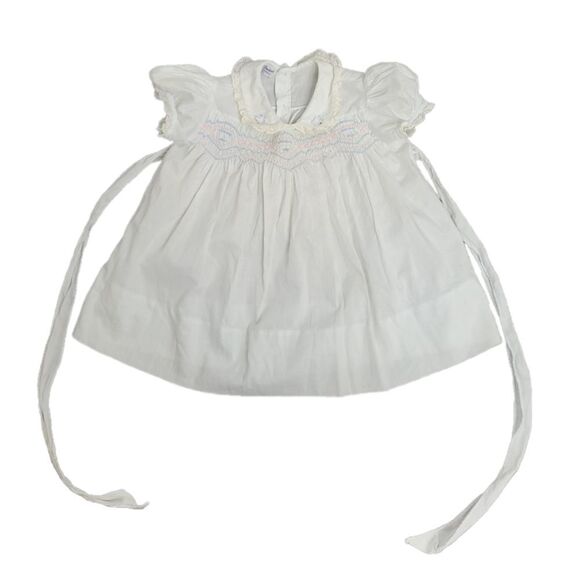 VINTAGE 50s dress Polly Flinders smocked embroidered puff sleeve 12 months‎ - Picture 1 of 8